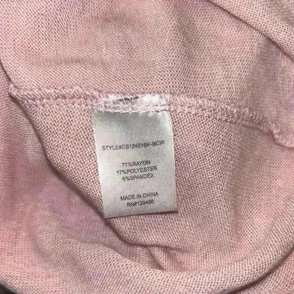 Como Black Women's 1X Pink Silver Speckled Puff Sleeve V-Neck Top - Picture 8 of 8